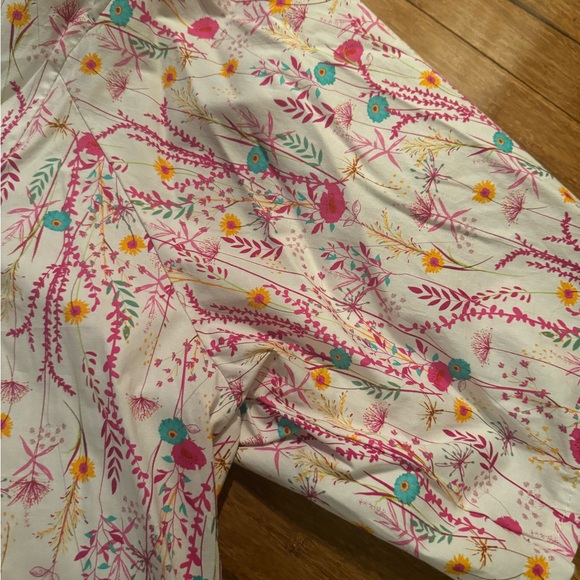 New long blouse with new floral print with V neck 3/4 bulging sleeves beautiful - Picture 5 of 7